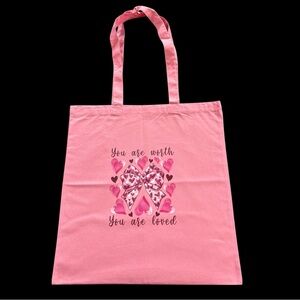 Pink Tote Bag with Heart Design